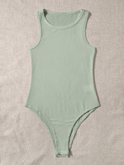 Basic Bodysuit Women's Plus Ribbed Round Neck Bodysuit
