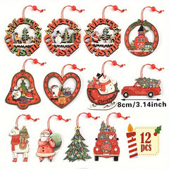 12pcs Christmas Ornaments Santa Snowman Tree Home Decor