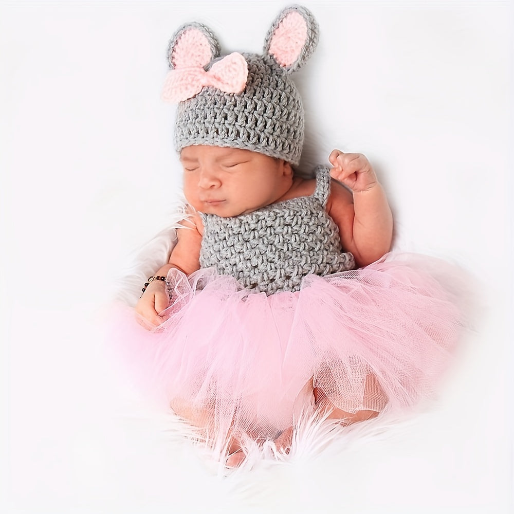 2pcs Baby Hats and Dress Set for Newborn Photography