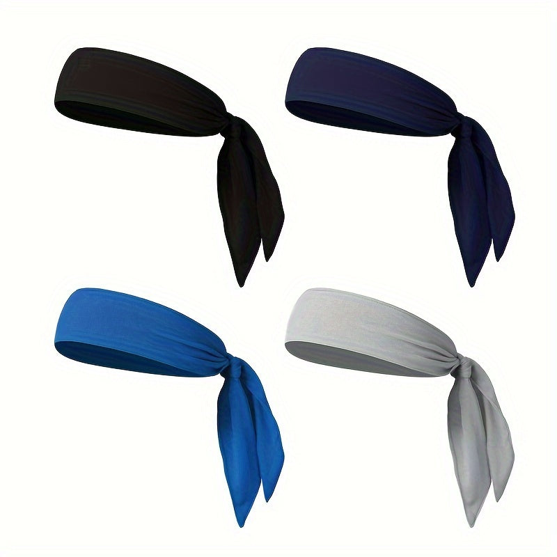 4pcs Solid Winter Men's Tie Long Fitness Hair Band