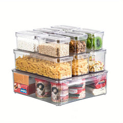10pcs PET Refrigerator Storage Box Pantry Organization With Lids