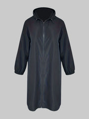 Solid Hooded Zipper Long Sleeve Dress With Pockets