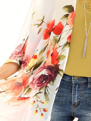 Floral V Neck Cover Up Shirt Beachwear Cardigan