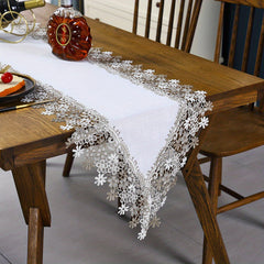 Linen Embroidery Lace Table Runner for Holidays