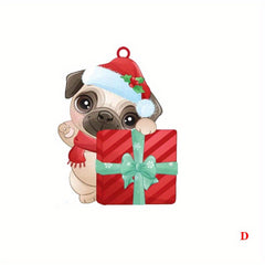 Adorable Pug Charm Phone Keychain Holiday Decor Christmas Trees