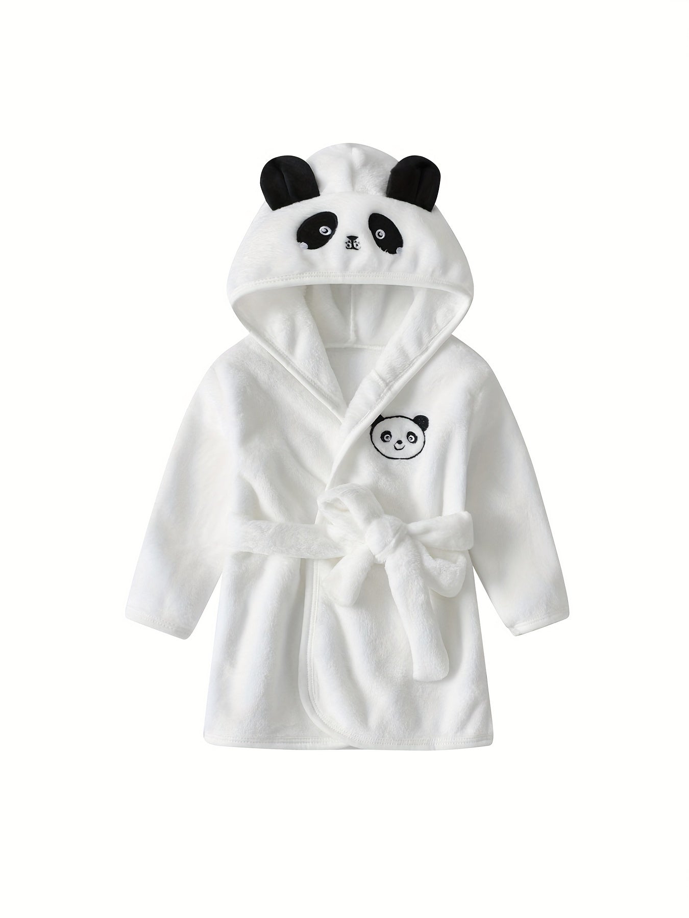 Panda Shape Hoodie Kids Pajamas Fleece Bathrobe