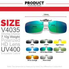Men's Square Polarized Lens Clip On Sunglasses