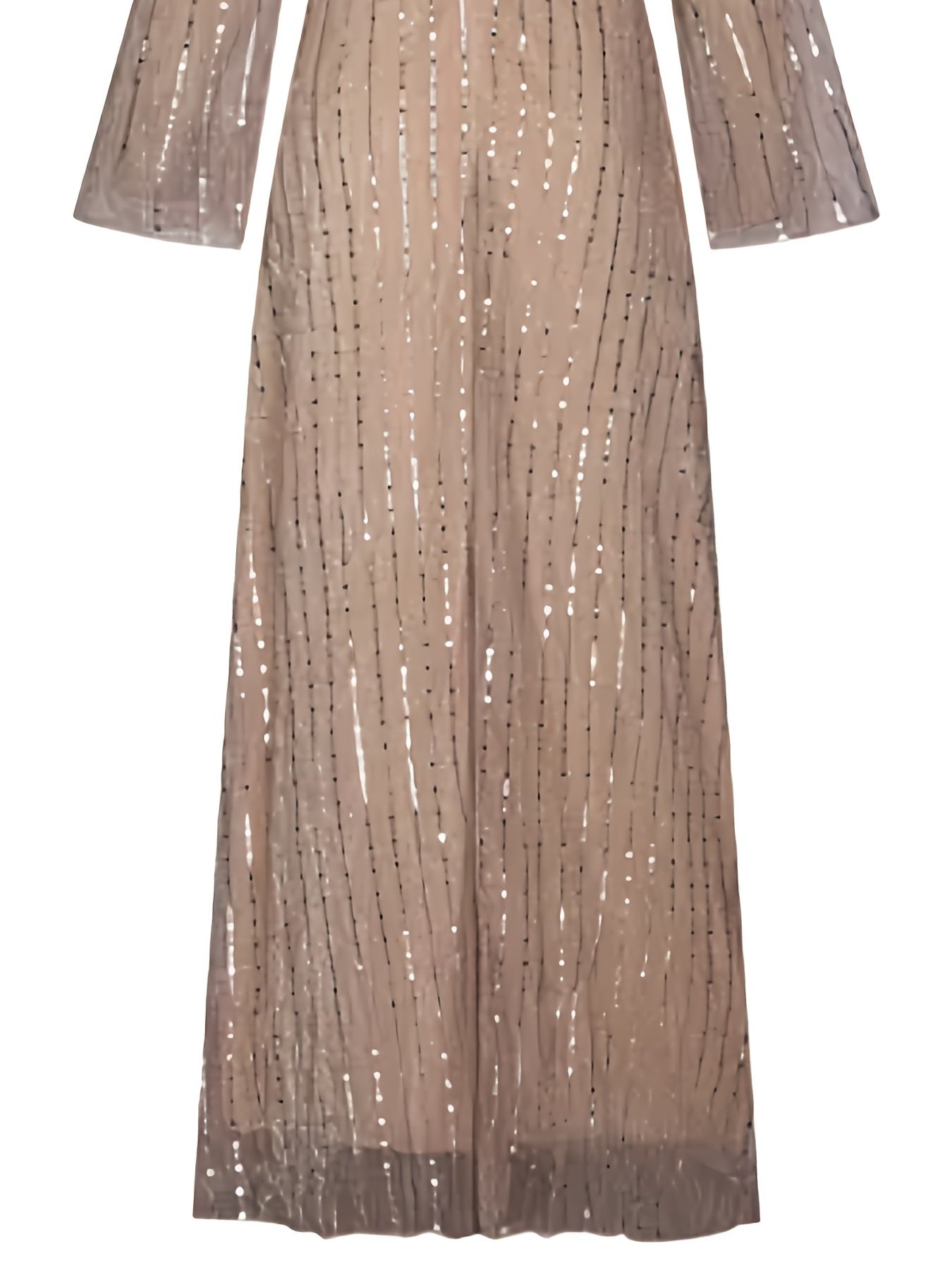 Sequined Plunging V Neck Long Sleeve Dress Formal Occasion