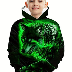 Stylish Wolf 3D Pattern Boys Sweatshirt Hoodie Spring Fall Outdoor Tops