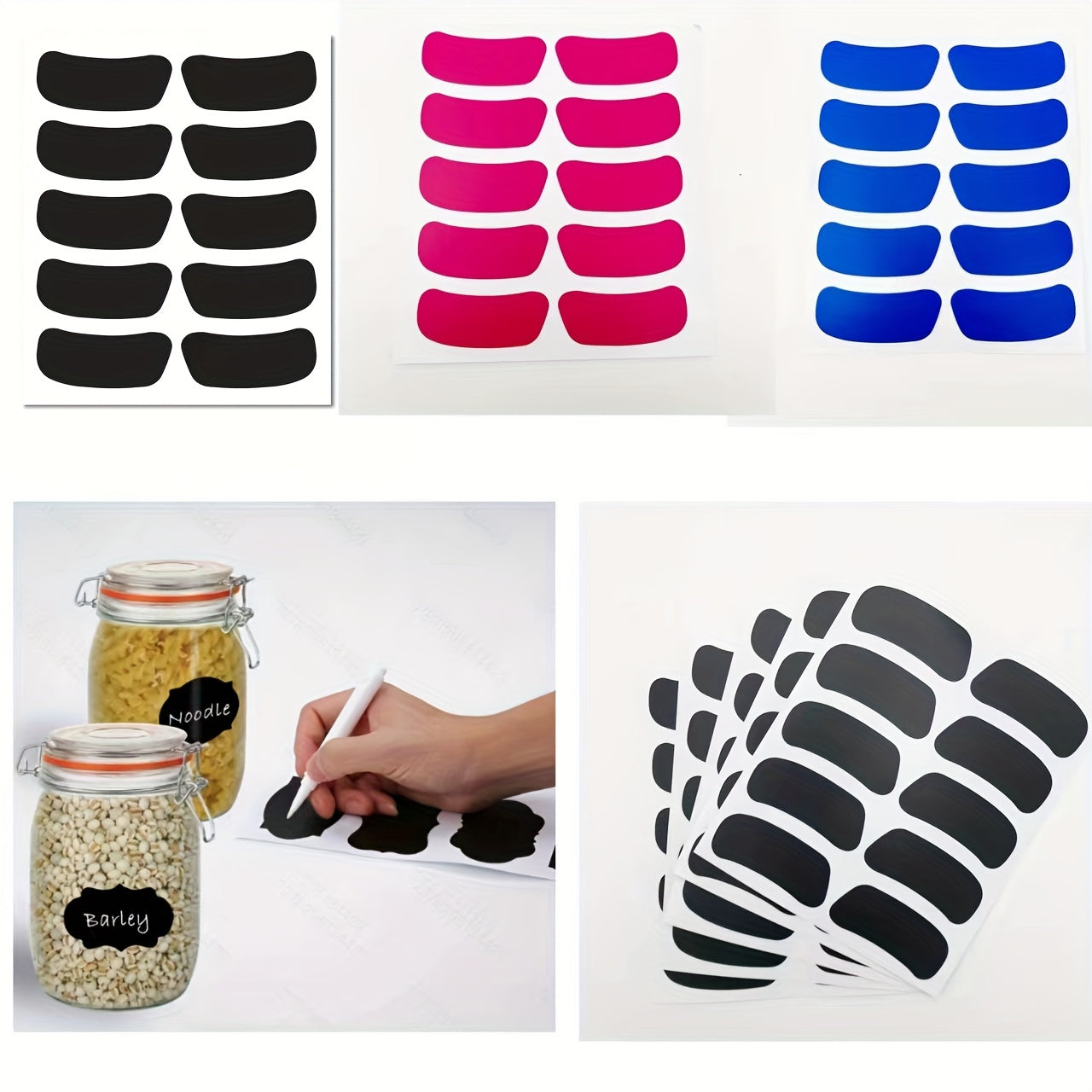 15pcs Chalkboard Label Stickers Set - Black, Rose Red, Blue Liquid Chalk Pens