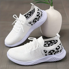 Leopard Pattern Women's Outdoor Running Shoes Breathable Woven Comfort