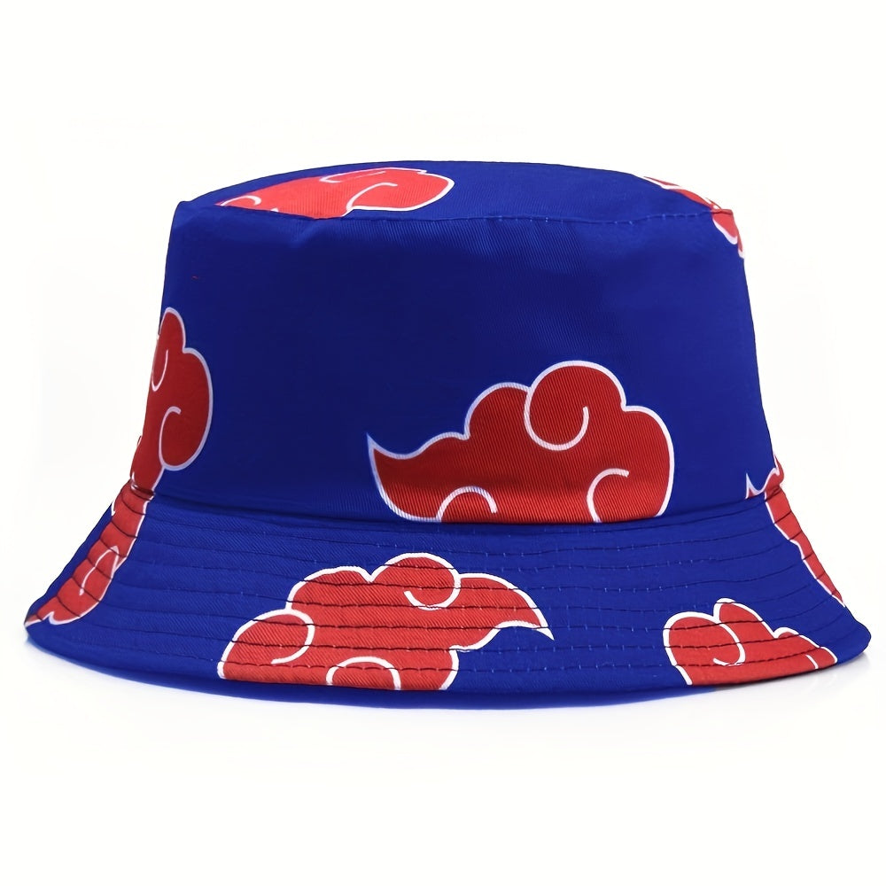 Red Clouds Print Bucket Hat Cartoon Sunscreen Fisherman Cap