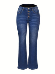 Embossed Button Bell Bottom Jeans Slim Fitting Bootcut Pants