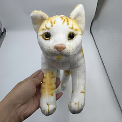 Yellow Striped Cartoon Cat Plush Toy with Green Eyes