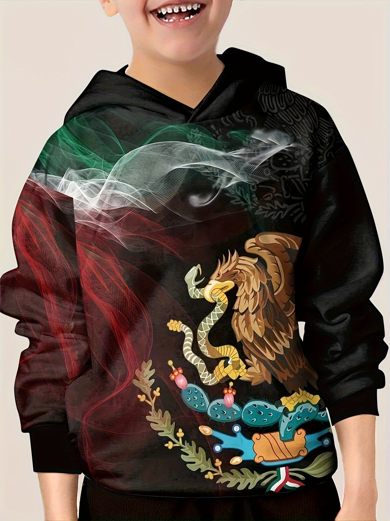 Eagle Print Hooded Sweatshirt for Kids - Halloween Party Gift