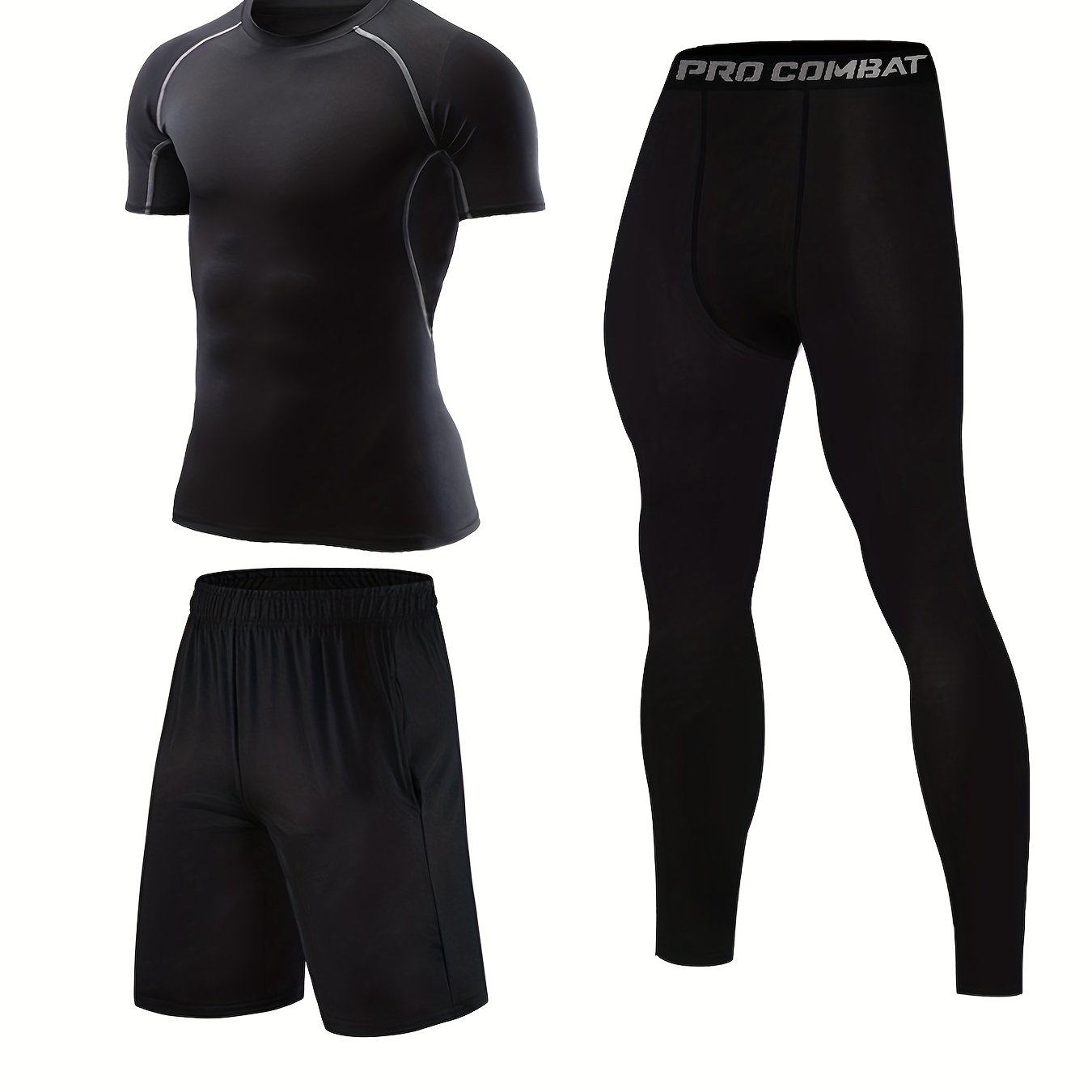 Men's 3-Piece Compression Suit Quick Drying - Sports & Fitness