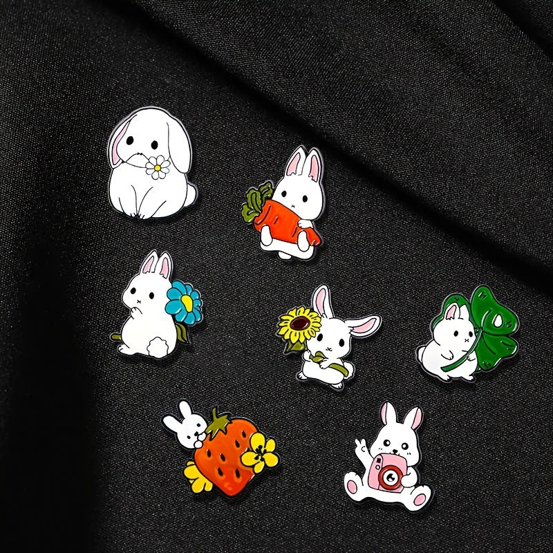 Girls Brooch Set Cartoon Bunny Camera Sunflower Leaf Flower Pins