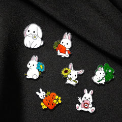 Girls Brooch Set Cartoon Bunny Camera Sunflower Leaf Flower Pins