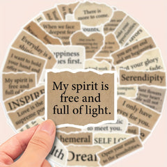 50pcs Inspirational Poetry Stickers for Journals Laptops Guitars - Vinyl Decals