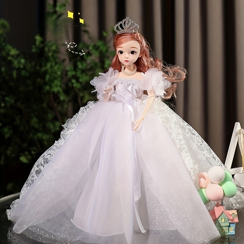 Princess Wedding Dress Model for Girl with Crown Veil Bow