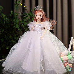 Princess Wedding Dress Model for Girl with Crown Veil Bow