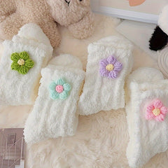 4 Pairs Flower Decor Socks Women's Stockings