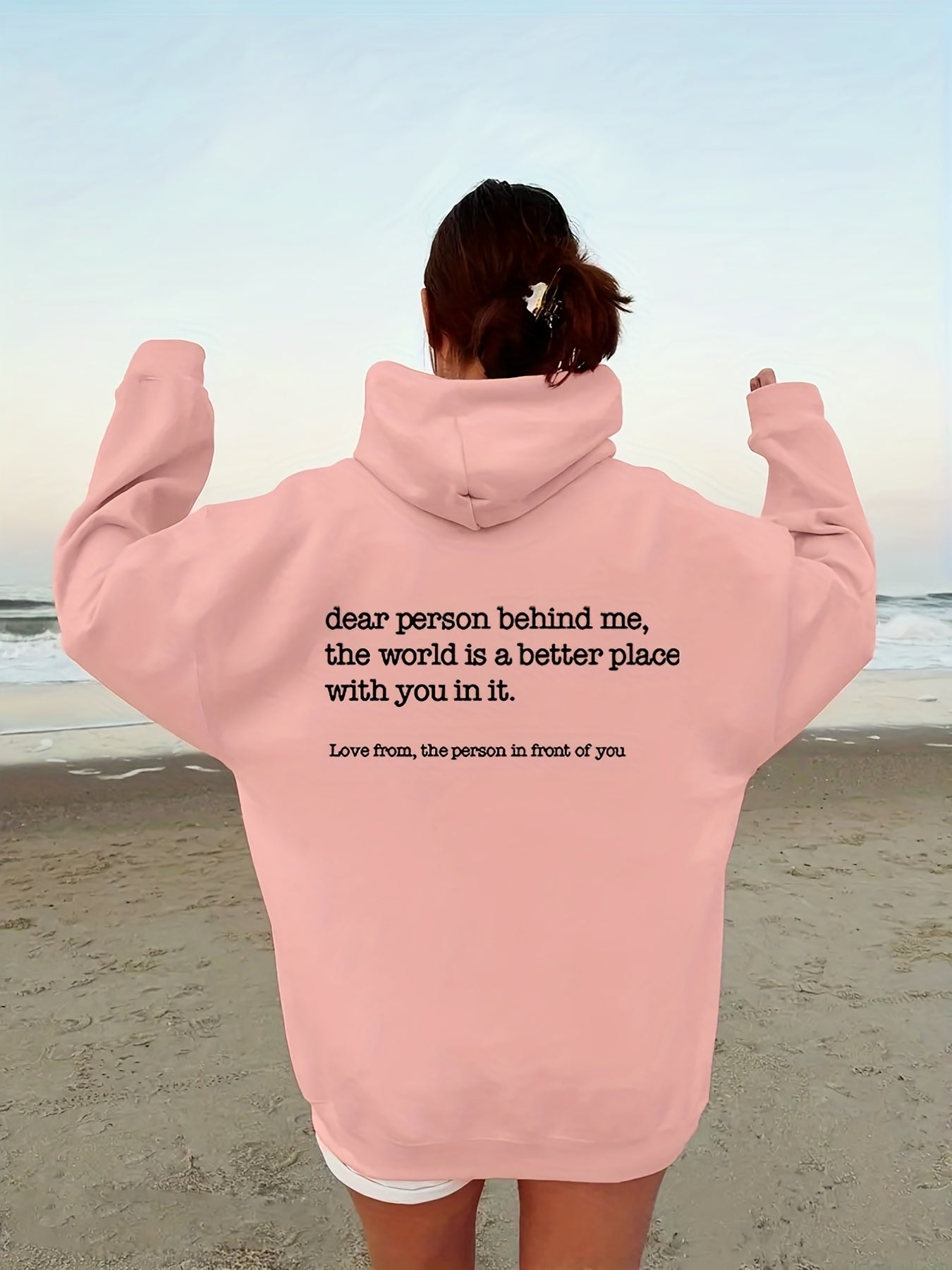Letter Print Kangaroo Pocket Hoodie Casual Long Sleeve Drawstring Hoodies