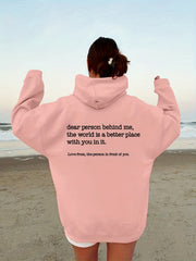 Letter Print Kangaroo Pocket Hoodie Casual Long Sleeve Drawstring Hoodies
