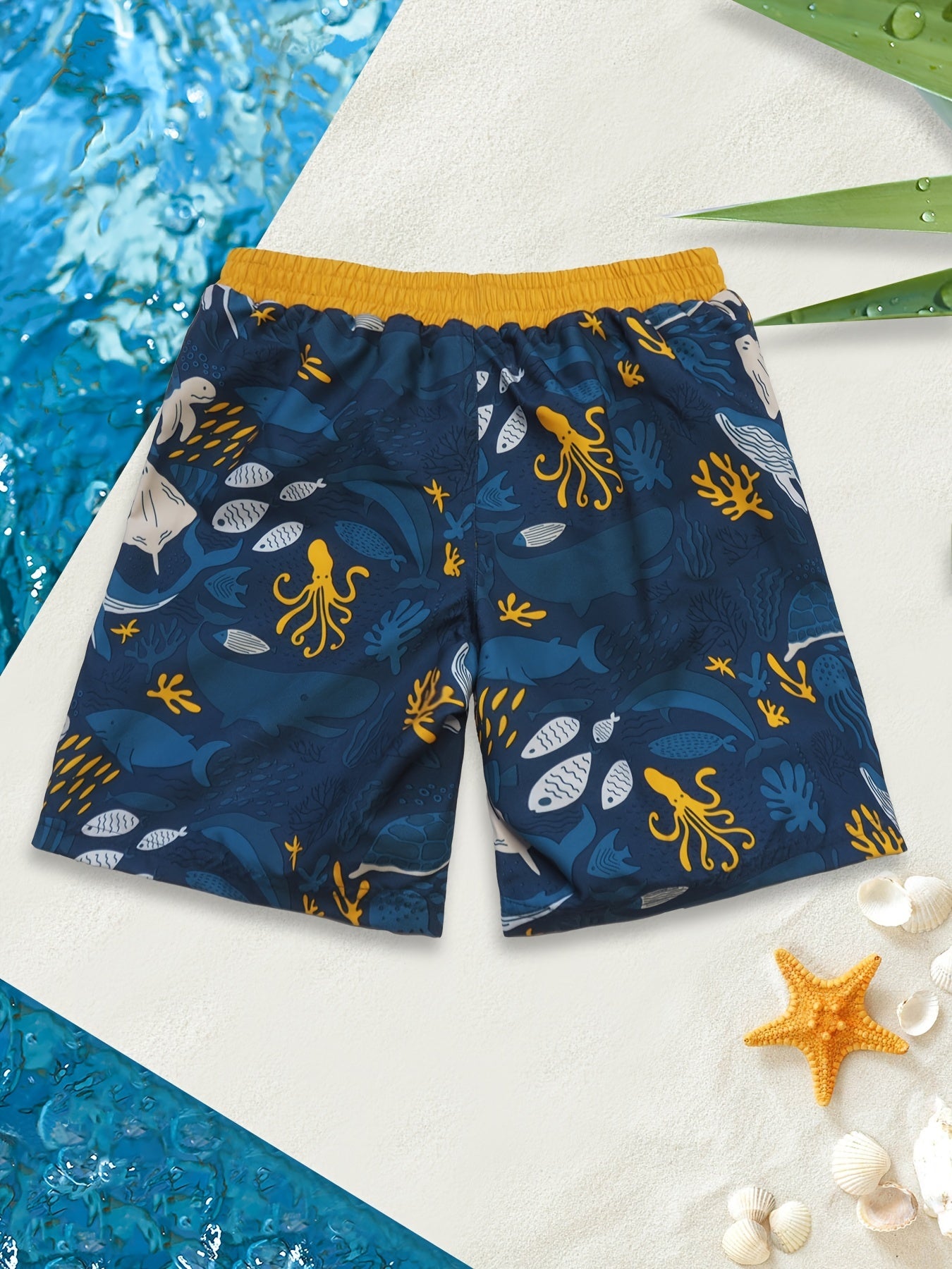 Boys Underwater Animals Print Surfing Shorts Swimming Trunks