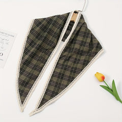 Brown Floral Lace Triangle Scarf Women Casual Hair Accessories Silk Scarf