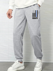 Men s Navy Word Print Sports Pants Comfortable Trouser