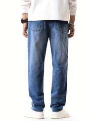 Men's Solid Denim Pants for Spring Summer
