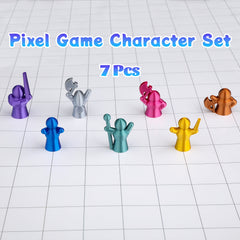 7pcs Pixel Game Character Set TTRPG Figures for Tabletop Adventures