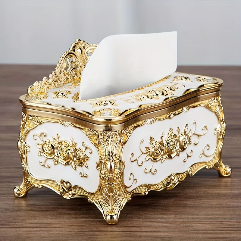 Rose Crown Tissue Box Holder for Home Living Room Hotel Bar Toilet Bath