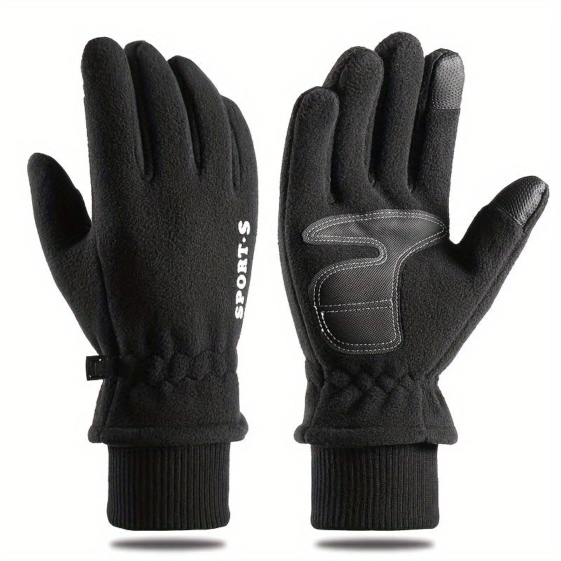 Men's Winter Cycling Gloves Touch Screen Polar Fleece Warm Sports Driving Gloves