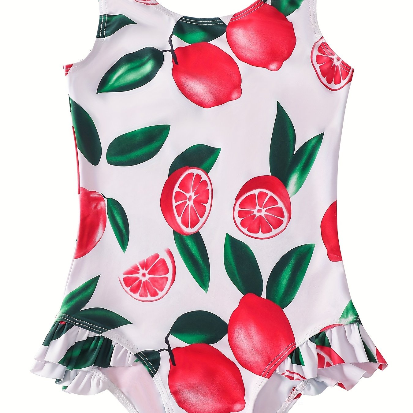 Princess Fruit Print Baby Bikini Ruffled Swimsuit for Girls