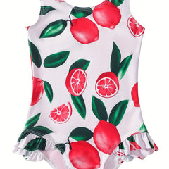 Princess Fruit Print Baby Bikini Ruffled Swimsuit for Girls