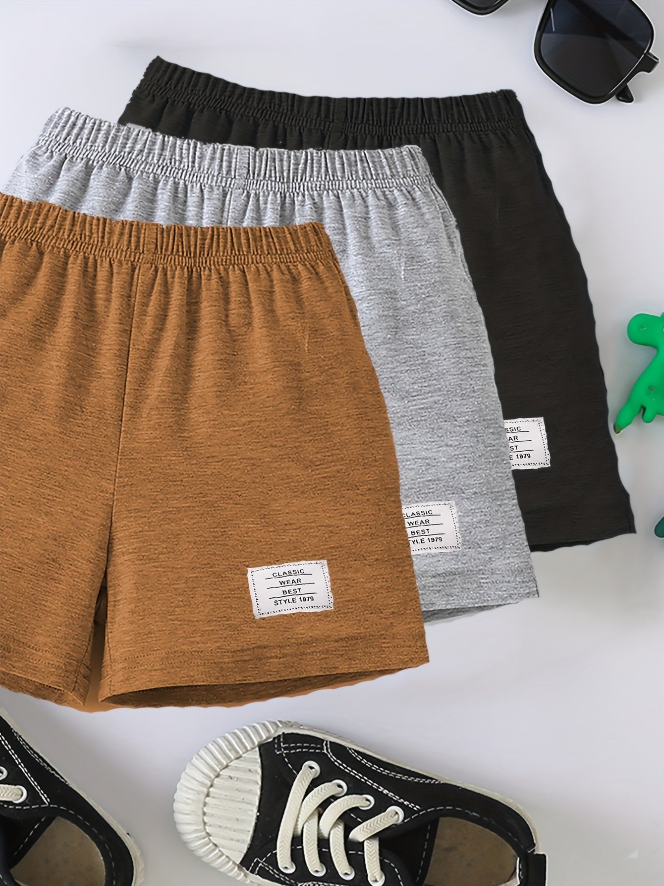 3pc Boys Comfortable Breathable Letter Print Shorts for Summer Outdoors