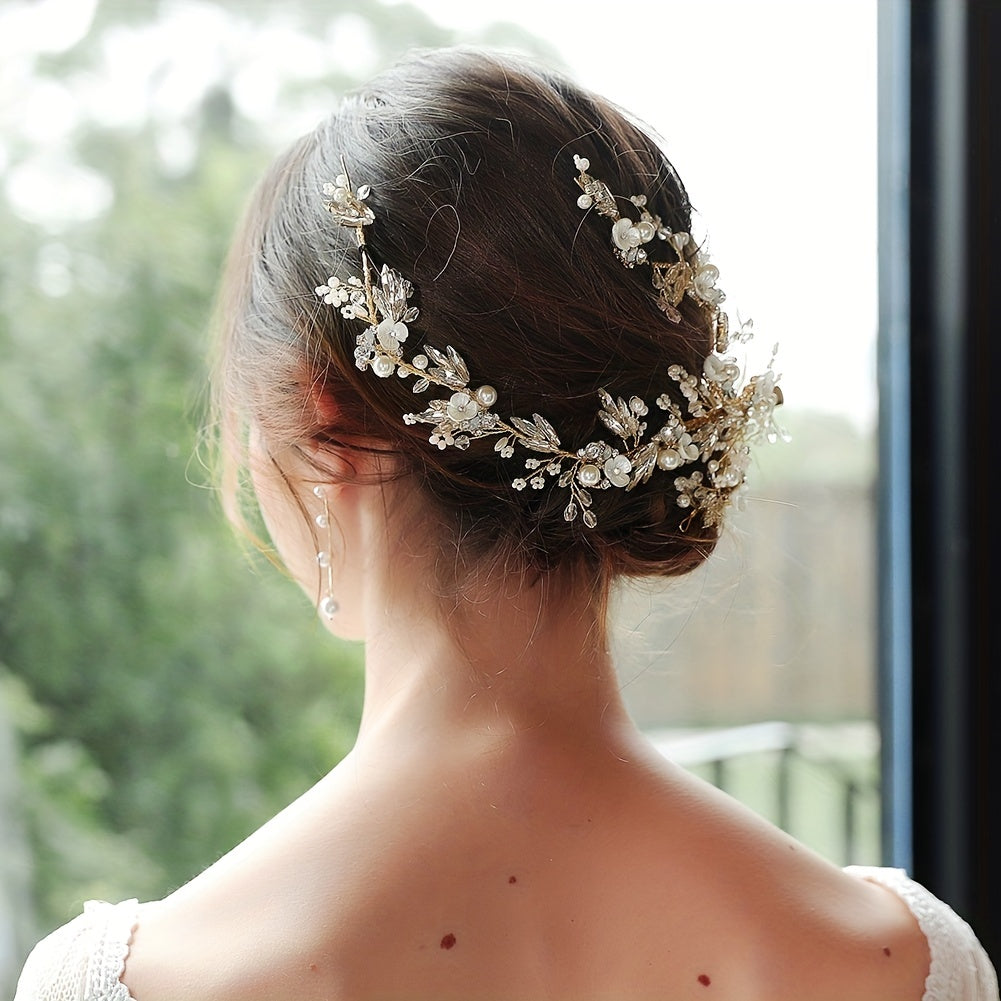 Faux Pearl Rhinestone Hairpin Side Clip