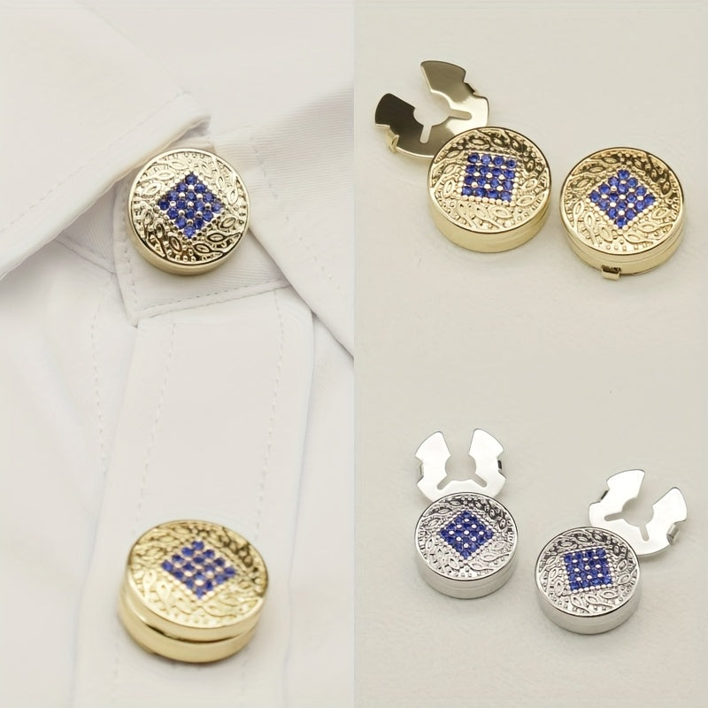 2pcs Rhinestone Button Covers Men Women Fashion Accessory Hidden Buttons