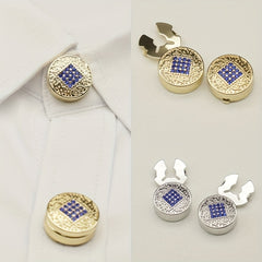 2pcs Rhinestone Button Covers Men Women Fashion Accessory Hidden Buttons