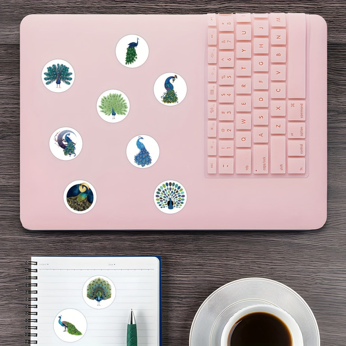500pcs Peacock Stickers Roll Vinyl Stickers Scrapbook Journaling Laptop Bumper