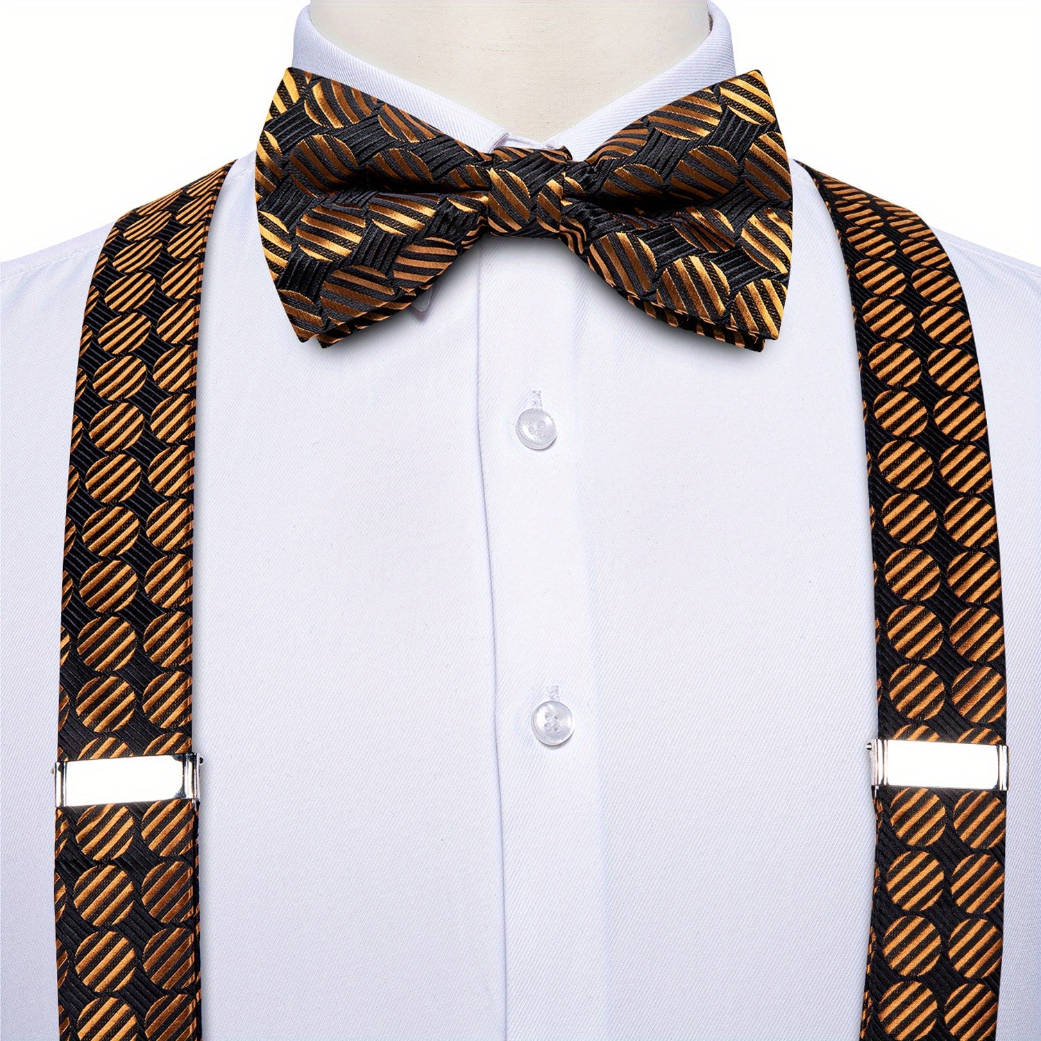 Men's Pants Suspender Set With Bow Tie Cufflinks Handkerchief