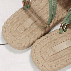 Women's Linen Sandals with Bowknot Detail