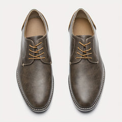 Men's PU Leather Derby Shoes Lace-up Front Formal Business Dress Shoes