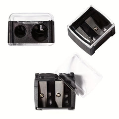 Double Holes Cosmetic Pencil Sharpener Stainless Steel Blades Plastic Cover