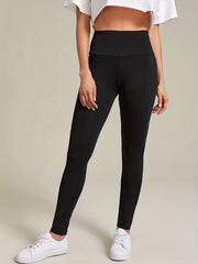 Solid High Waist Skinny Leggings with Frill Detail