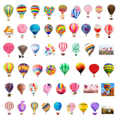 50 Colorful Hot Air Balloon Doodle Stickers for Laptops Water Bottles