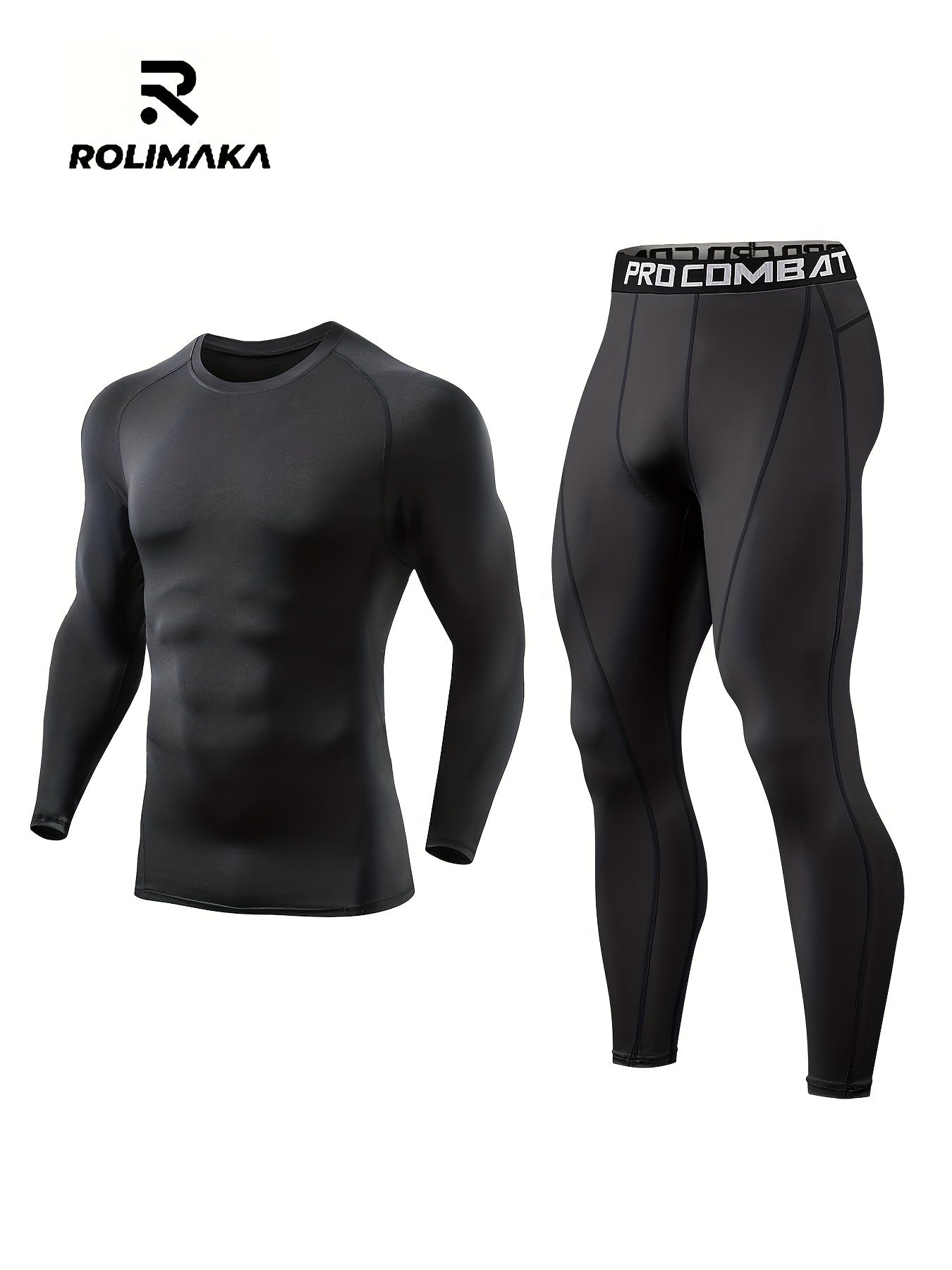 Quick Dry Men's Sports Suit: Moisture Wicking Compression Top & Leggings
