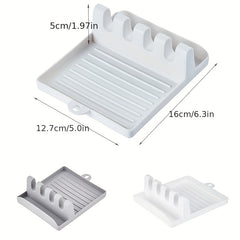 Kitchen Pot Cover Rack Countertop Storage Shelf Utensil Rest Spoon Tray